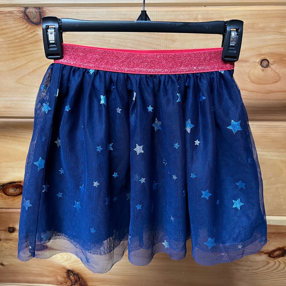 EUC Girls Cat & Jack Glitter Stars Tulle Skirt - Size 7/8
